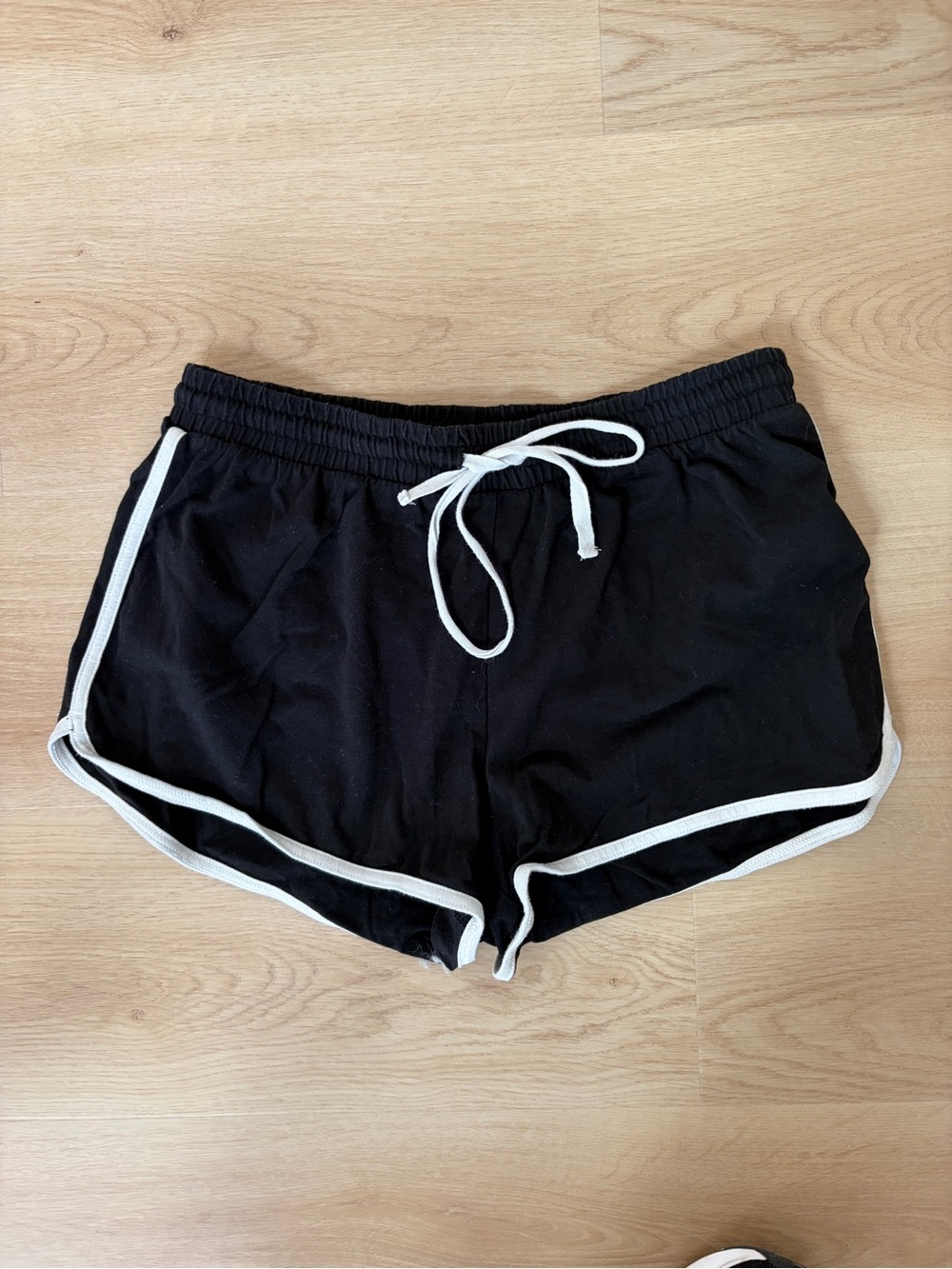 Garage Black Women’s Athletic Shorts with White Trim - Small